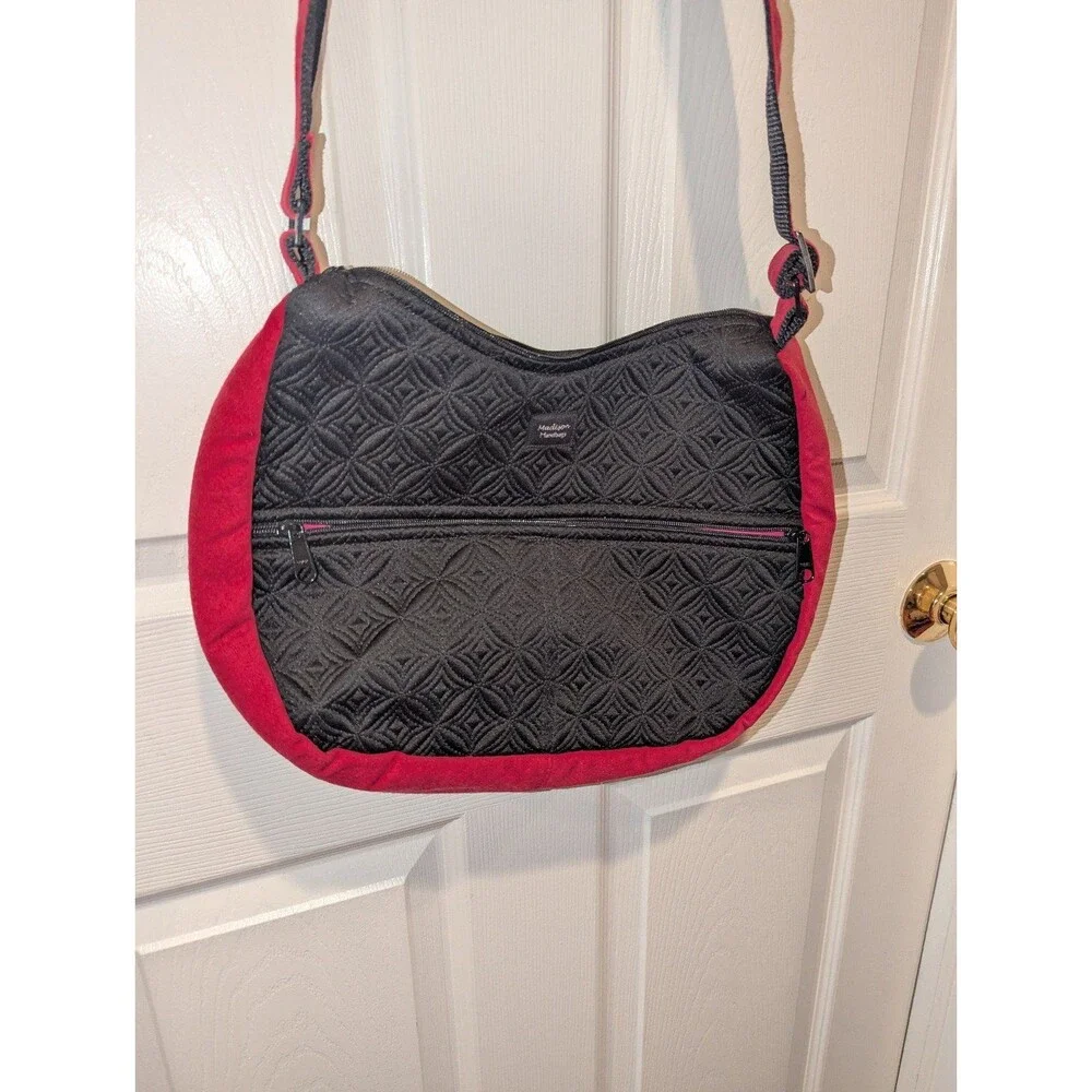Vintage Madison Handbag‎ Handmade Black and Pink Crossbody Bag